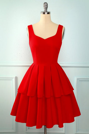 Vestido em camadas vermelho